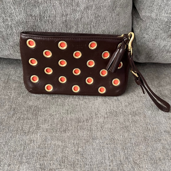 Coach wristlet. Brown and orange grommet wristlet - Picture 2 of 2